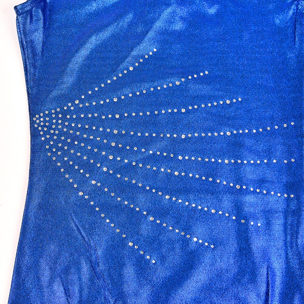 Metallic Luster Ballet Leotard Sleeveless Gymnastics Suit Dance Practice Bodysuit for Kids Girls (Dark Blue, for 5-6Y)