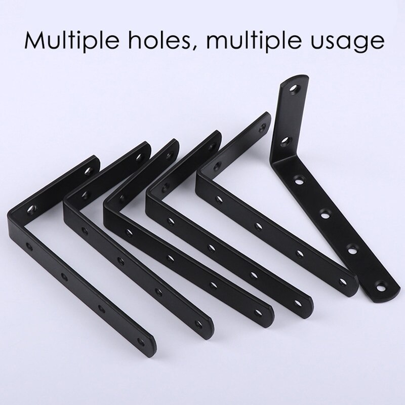 4Pcs Plank Beugels Dikker Ijzer L-Vormige Haakse Corner Brace Voor Muur Opknoping Meubels Connector Industriële Decoratieve wi