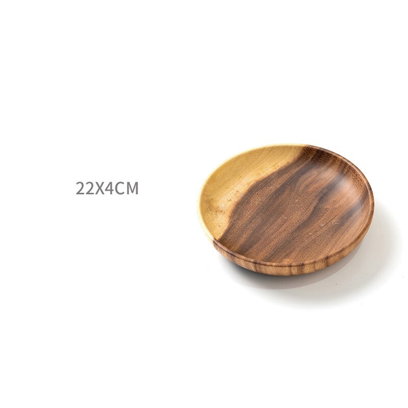 Whole Wood Tableware Unbreakable Lovesickness Wood Circular Solid Wood Pan Plate Fruit Dishes Saucer Tray Dessert Dinner Plate: 22cm