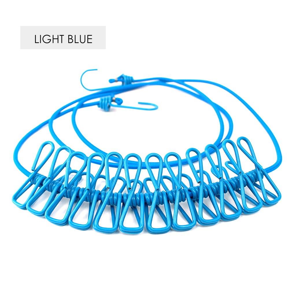 Corde à linge élastique avec 12 pièces pinces à linge Clips 2 crochets d'extrémité réglables: 5