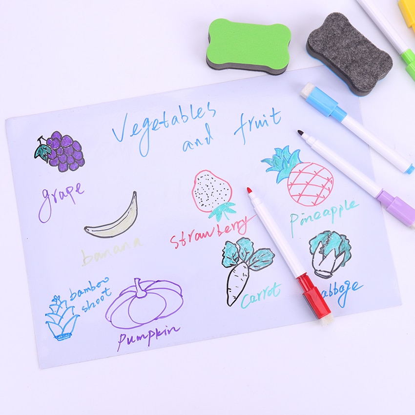 1PC A4 Soft Magnetic Board Magnetic Whiteboard Dry Erase Drawing Recording Board For Fridge Message School Supplies