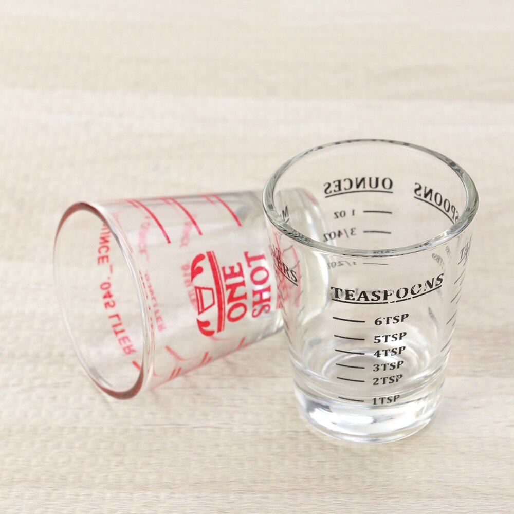 30ML Glass Measuring Cup Espresso Shot Glass Ounce Cup with Scale Kitchen Measure Tool Supplies (Black)