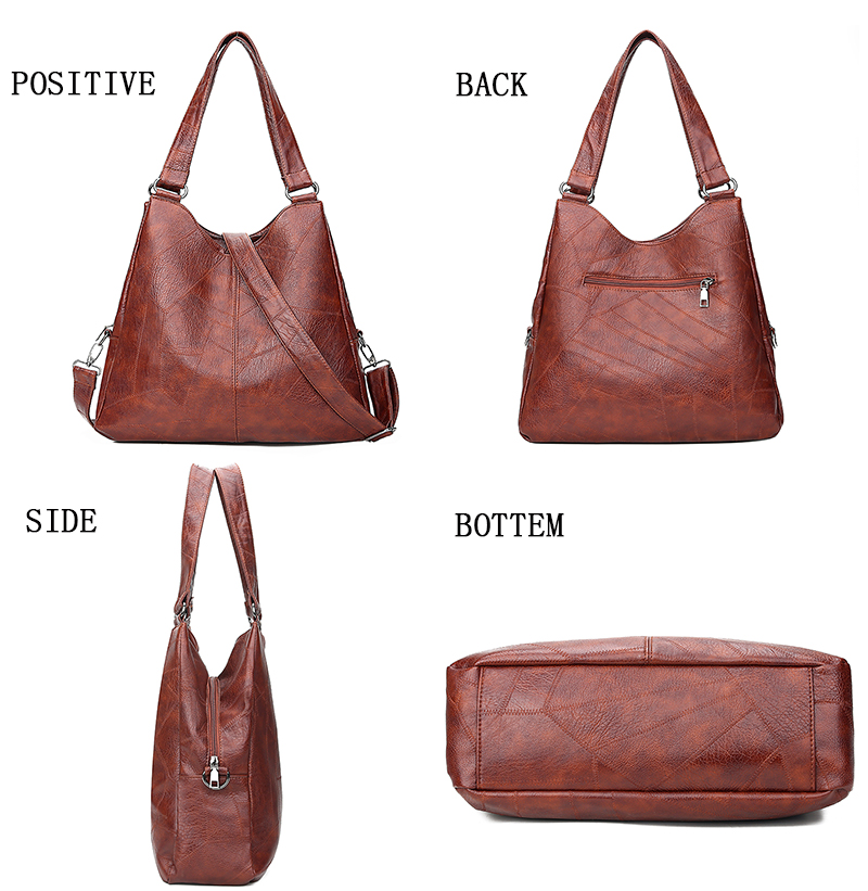 Women Handbags Female Hobos Single Shoulder Bags Vintage Solid Multi-pocket Ladies Totes Bolsas