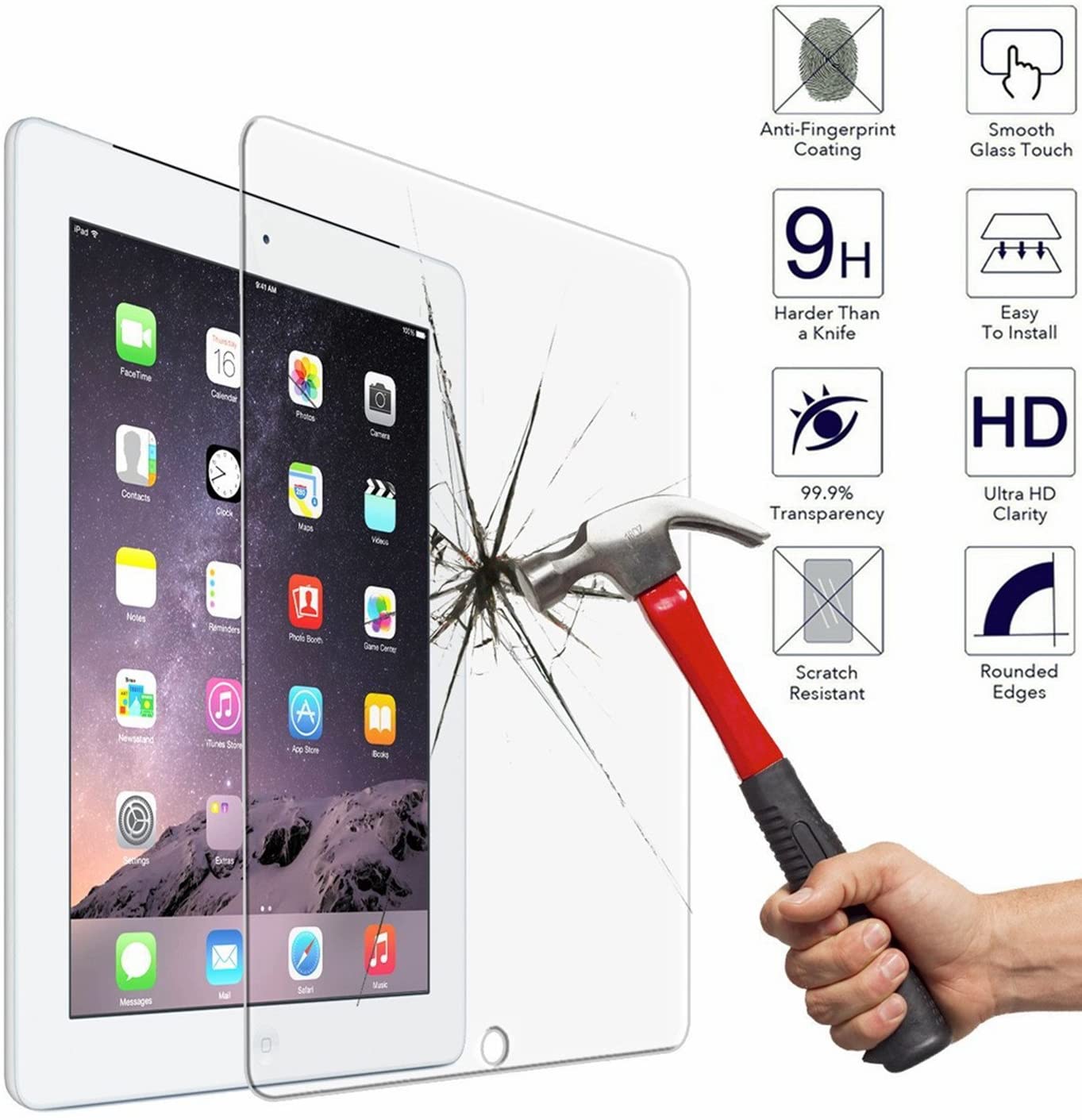Voor Apple Ipad 2/Ipad 3/Ipad 4 9.7 Inch - 9H Tablet Screen Protector Beschermende Film anti Vingerafdruk Gehard Glas