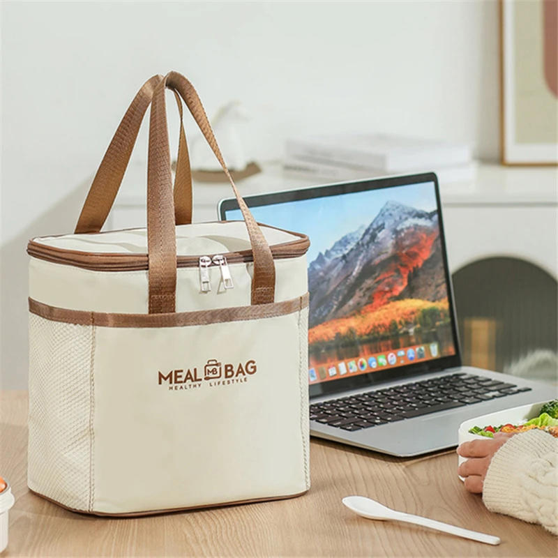 Square Insulated Lunch Bag For Women Kids Cooler Thermal Bag Portable Bento Box Ice Pack Tote Work Food Pouch Picnic Container