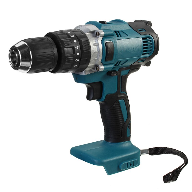 3 in 1 Brushed Electric Drill Hammer 13mm Electric Screwdriver 20+3 Torque Cordless Impact Drill for Makita 18V 21V Battery: Blue