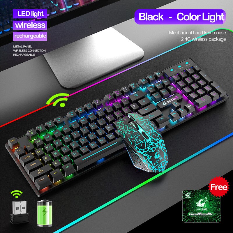 Gaming Keyboard and Mouse Wireless PC 2.4G Keyboard Optical Mouse 2400dpi Usb Gamer Keyboard Set Computer Laptop Keyboards