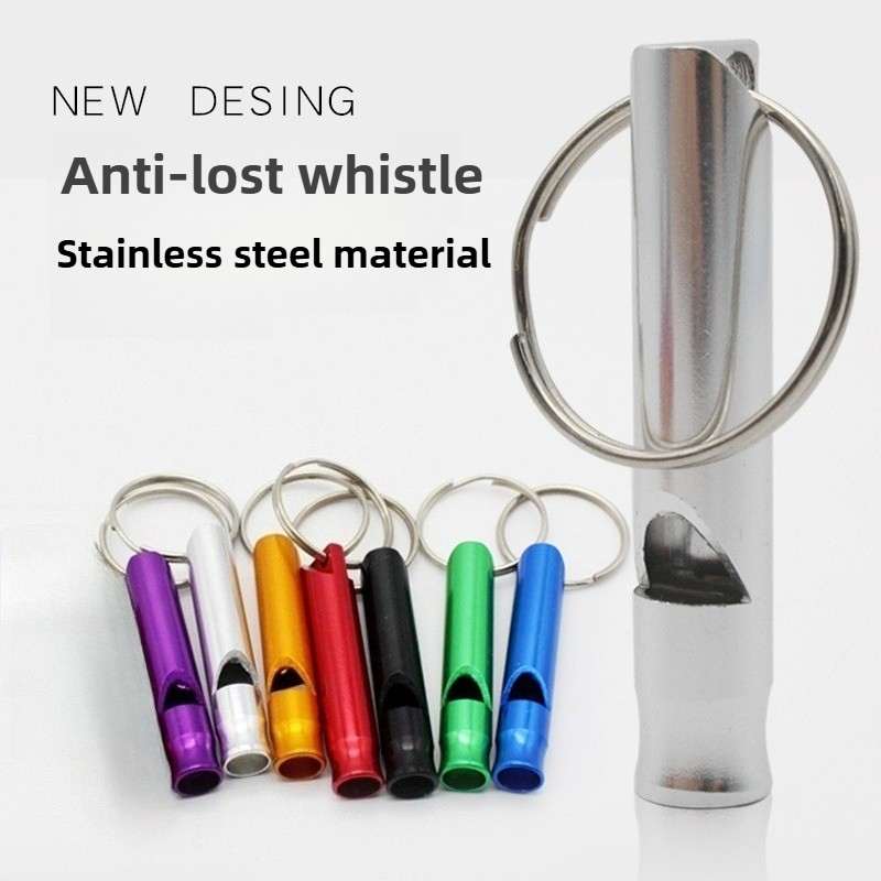 1 PC Aluminum Whistle Keychain Metal Survival Whistle Outdoor Training Dog Training Colorful High Frequency Sound Wave Whistle