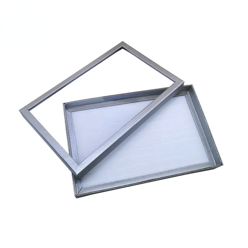 12 -100Slot Velvet Sponge Ring Display Box Cardboard Jewelry Storage Case Holder Showcase Ring Cufflink Jewelry Tray: DARK GRAY