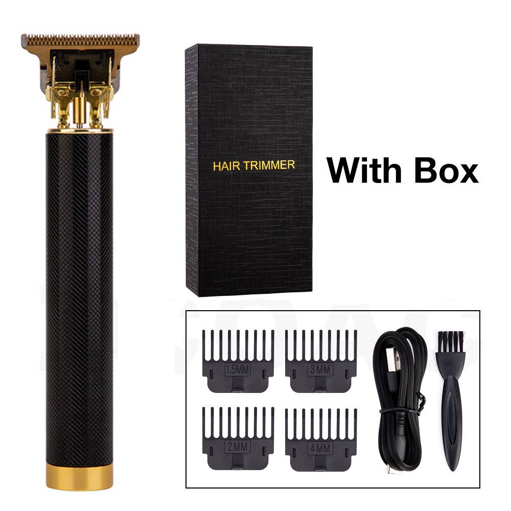 Elektrische tondeuse, tondeuse voor mannen, draadloos scheerapparaat, trimmer voor 0mm kappers, tondeuse voor baard, baardtrimmer: Zwarte geschenkdoos