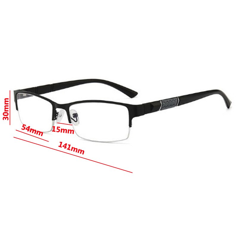 Mannen Leesbril Retro Half-Frame Business Verziend Brillen Dioptrie + 0 + 1.0 + 1.5 + 2.0 + 2.5 + 3.0 + 3.5 + 4.0