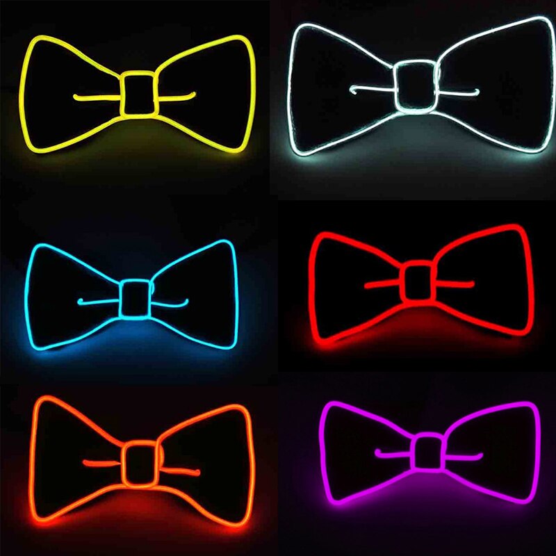 Men LED Wire Flashing Light Up Bow Tie Luminous Bow Tie Necktie For Men Club Wedding Dance Party Christmas Year