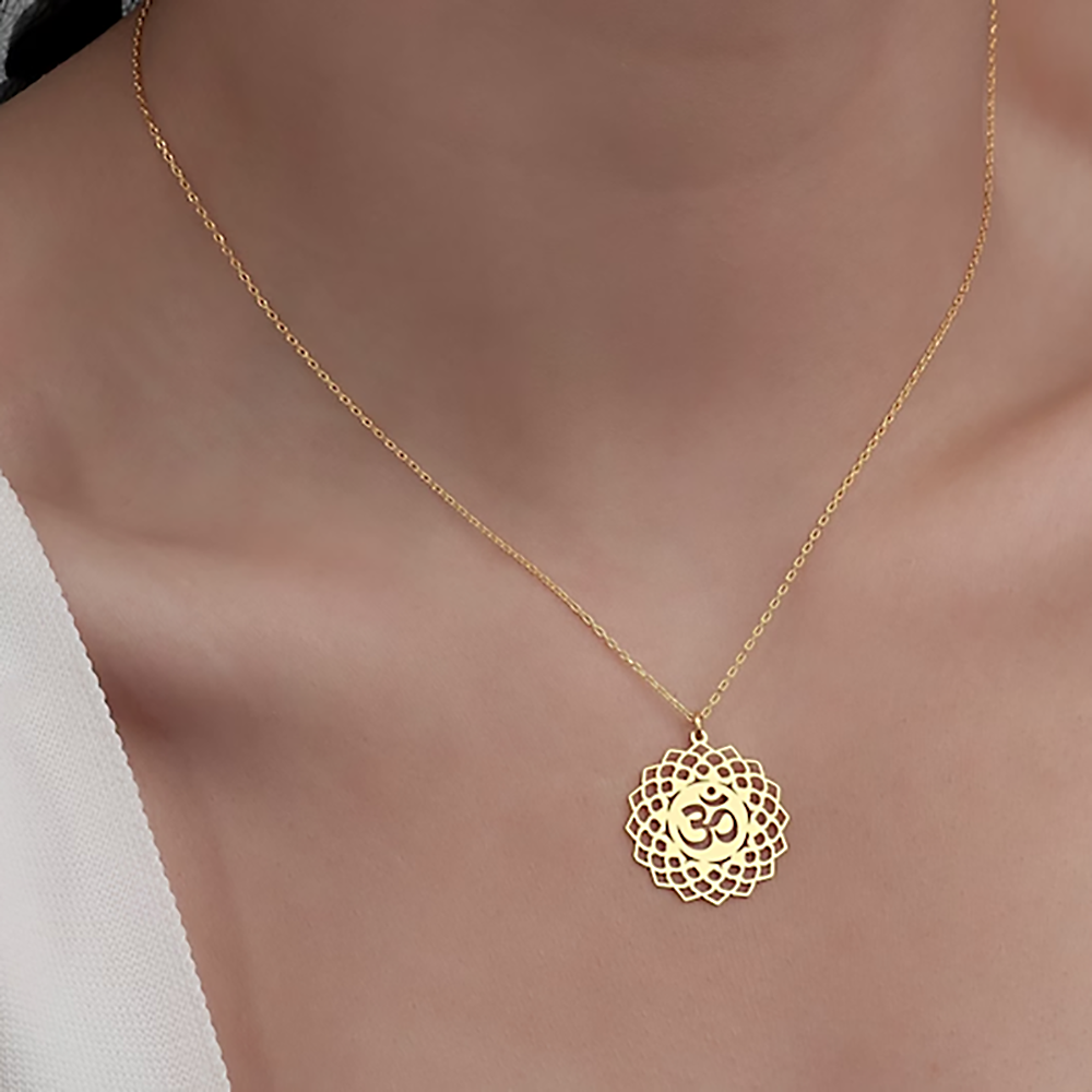 Collar budista hindú de Yoga Om Aum para hombres y mujeres, amuleto talismán sobrenatural, joyería de acero inoxidable, accesorios Shiva