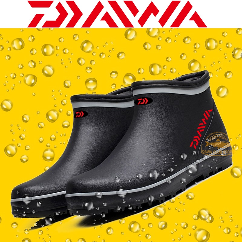 Daiwa fiskeri vandtæt regn støvler udendørs bjergbestigning anti-skrid regn støvler have arbejde regn sko mænds gummi med hætte