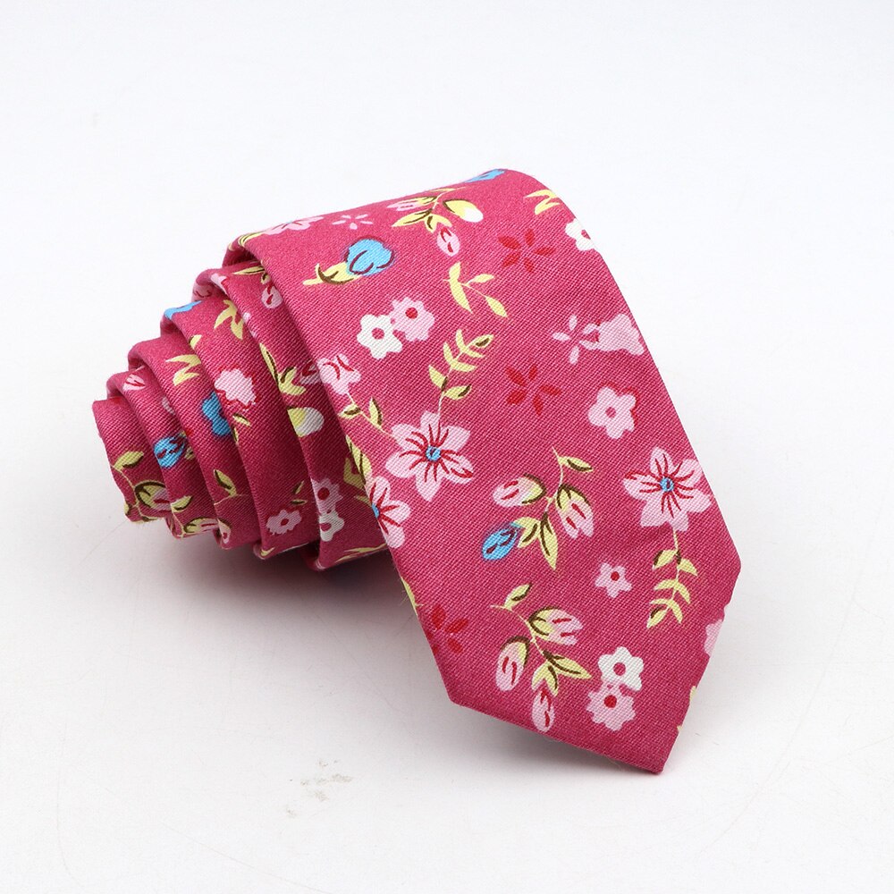 Neue Blumenkrawatte für Männer, dünne, lässige Baumwollkrawatte für Hochzeit, lässige Herrenkrawatten, klassische Anzüge, Blumendruck-Krawatten, Krawatte