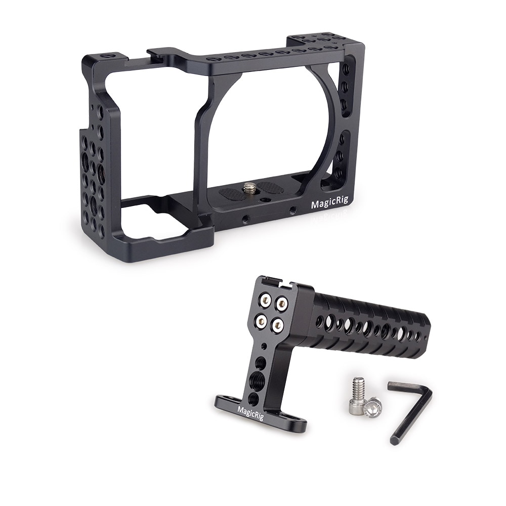 MAGICRIG DSLR Camera Cage with Top Handle for Sony A6400/ A6500/ A6300/ A6000 Camera to Mount Microphone Monitor Flash LED Light