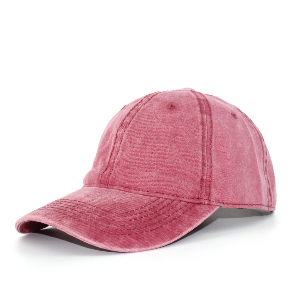 Washed Cotton Pure Color Light Board Men's Baseball Cap Multi-Color Optional Bone Cap Stitching Dad Hat: Crimson