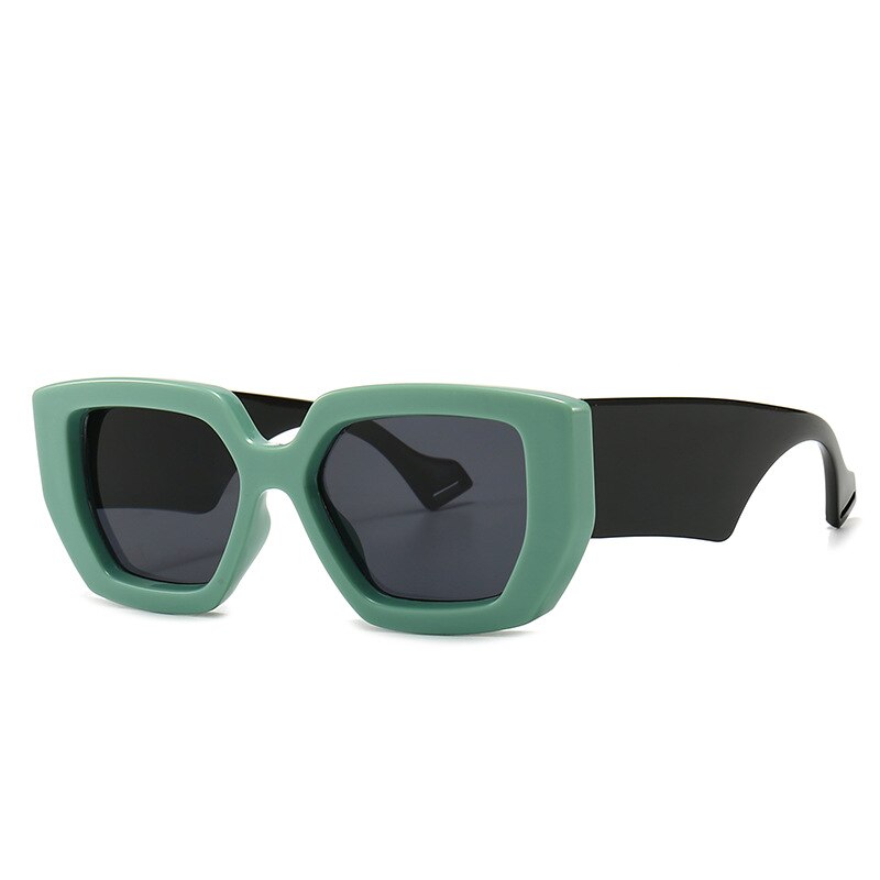 Vintage vierkante zonnebrillen voor dames en heren, beroemd luxe merk, grote frame-gradiënt zonnebril voor dames  uv400: Groen zwart