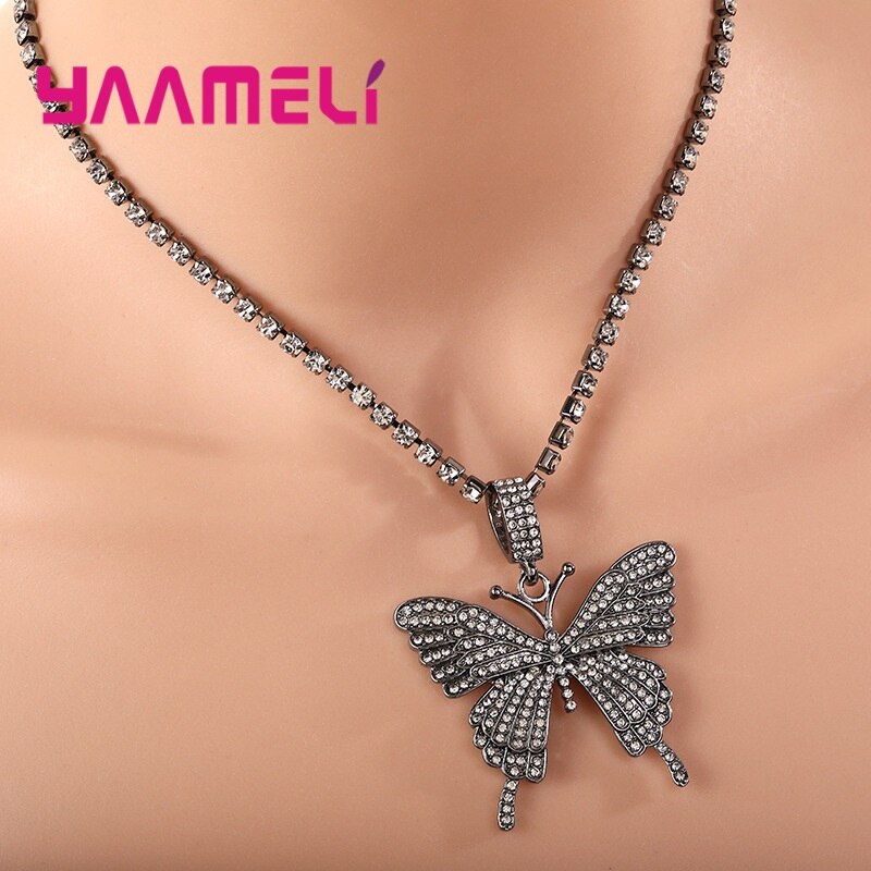 Elegancja panie bransoletki świecący 925 szterling srebro pełny kryształ górski sześcienny cyrkon Betterfly bransoletka uroki na wesele