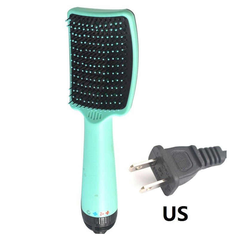 2 In 1 Hair Dryer Brush Air Brush Wet And Dry Volumizer Blow Straightener Curler Curling Iron Hair Styler Comb: US Green
