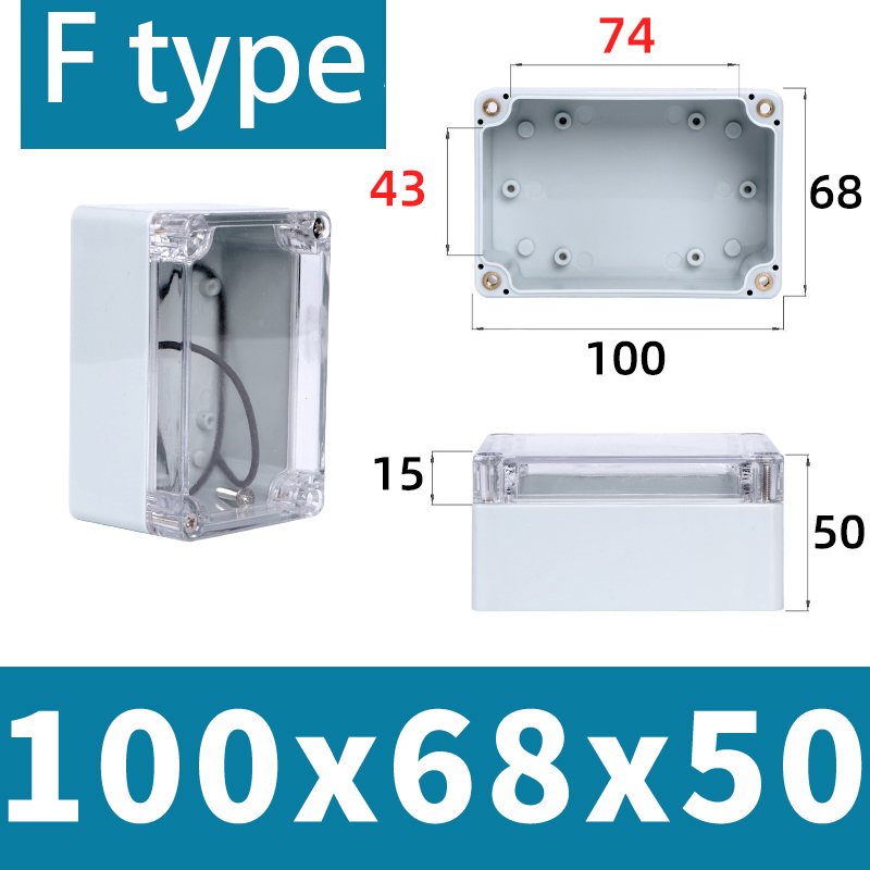 F-type transparent waterproof box Outdoor monitoring box Outdoor waterproof junction box ABS Plastic terminal seal switch box: Dark Grey