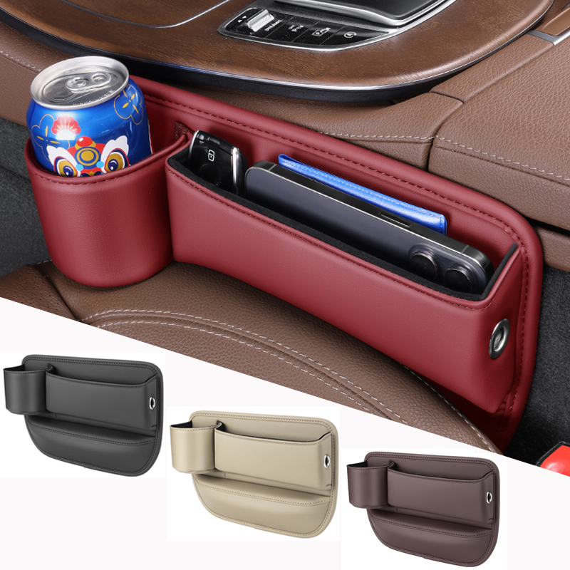 Caja de almacenamiento organizadora para espacio de asiento de coche, cartera multifunción de bolsillo, llaves, tarjetero, soporte para teléfono, caja de almacenamiento portavasos automático, 1 Uds.