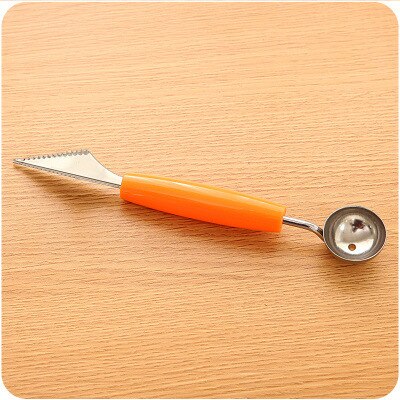 Carving Stainless Steel Melon Ice Cream Baller Double Ended Carving Scoop Sculpture Fruit Knife Spoon Tool Kitchen Sculpture: Orange