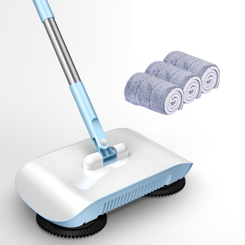 Factory direct hand push sweeper household broom dustpan mop all-in-one mop sweeper without dead corner cleaning mop: bule 3 pcs