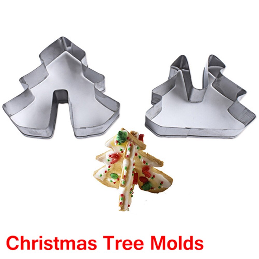 8 stks/set Rvs 3D Kerst Cookie Cutters Cake Cookie Mold Fondant Cutter DIY Kerstboom Elanden Slee Bakken Tools