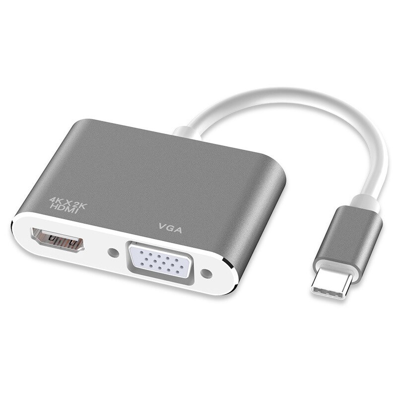 Usb 3.1 type c naar hdmi vga-adapter usb c naar hdmi 4k 1 2 in converter voor ipad pro, macbook pro, huawei mate 20/p30: Grijs