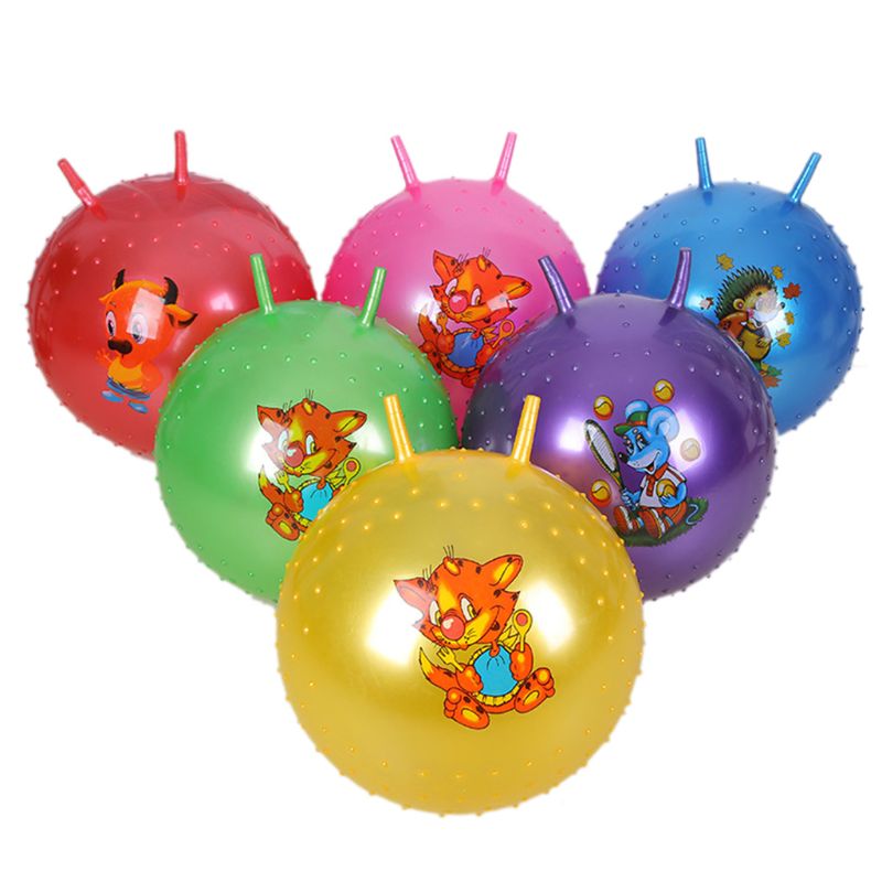 Inflatable Jump Ball Cartoon Print Hopper Bounce Outdoor Sports Toy Balls with Handle Kids Toy