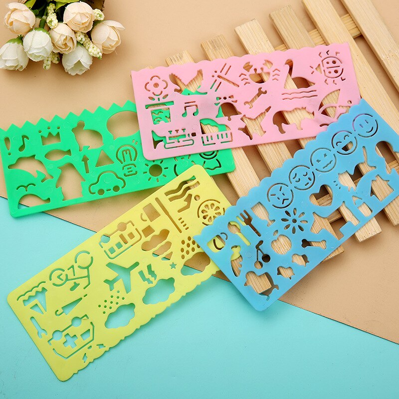 4 Stks/set Kinderen Plezier Plastic Tekening Sjabloon Spirograph Espirografo Speelgoed Stencil Heerser Diy Creatieve Draw Onderwijs Speelgoed: Default Title