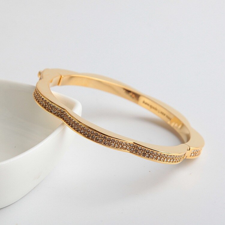 Miroir européen et américain haute fleur polonaise incrusté bracelet trois couleurs carte ouverte bracelet: gold