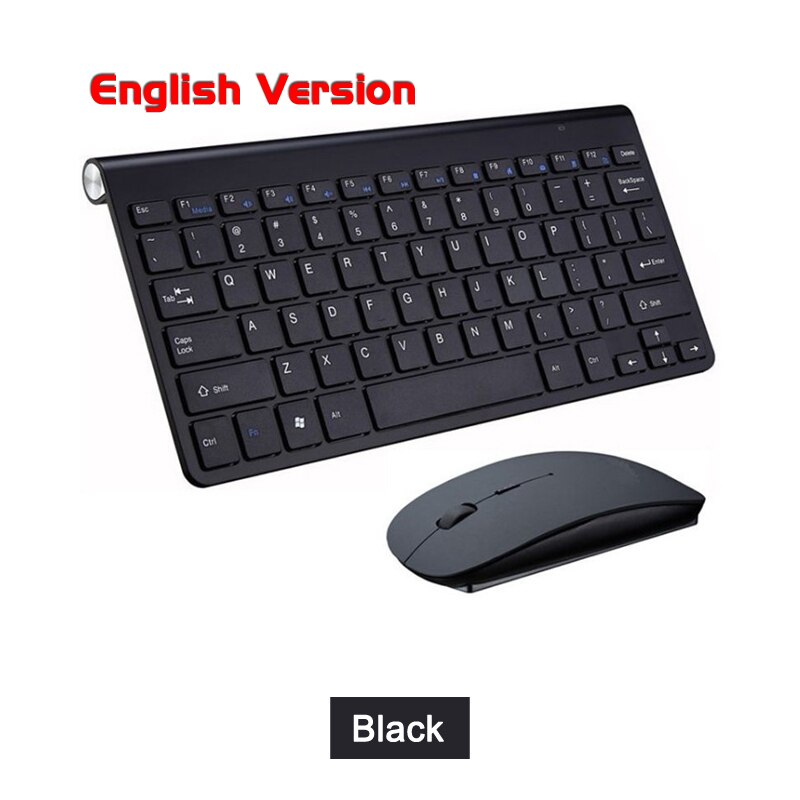 Wireless Keyboard Mouse Set For Desktop Laptop Russian Arabic Thai Hebrew Spanish French Italian Korean German Bulgarian Keybord: For iOS / Black