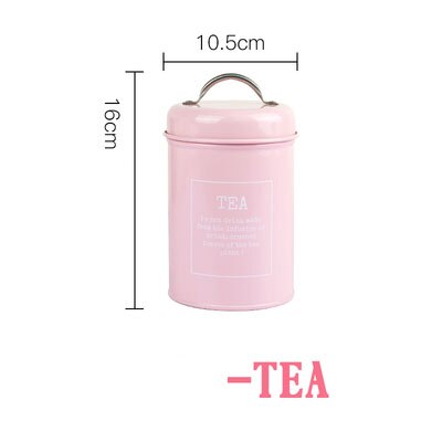Pot de rangement de thé café sucre | Bocal de cuisine, boîte à sceau métallique, conteneur de scellage scandinave, pot de rangement de bonbons maison céréales poudre de lait: Pink TEA