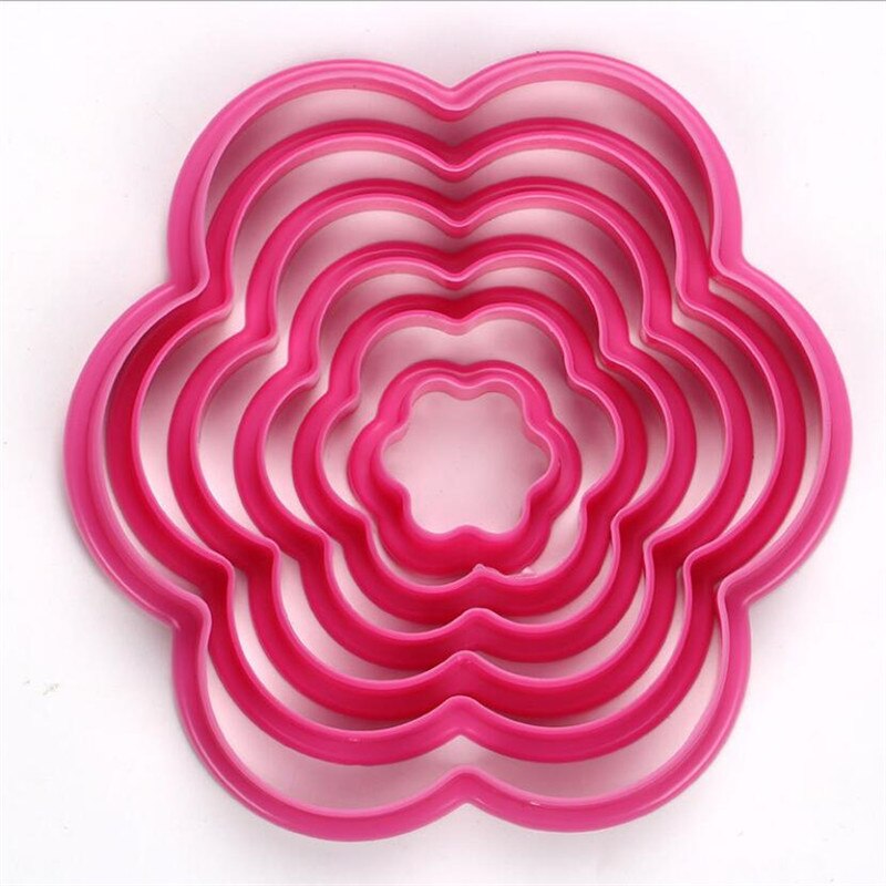 6 stk kærlighed hjerte blomst småkage udstikker stjerne fondant kage indretning værktøj form sugarcraft plast kage udstikker stempel stempel: Blomst