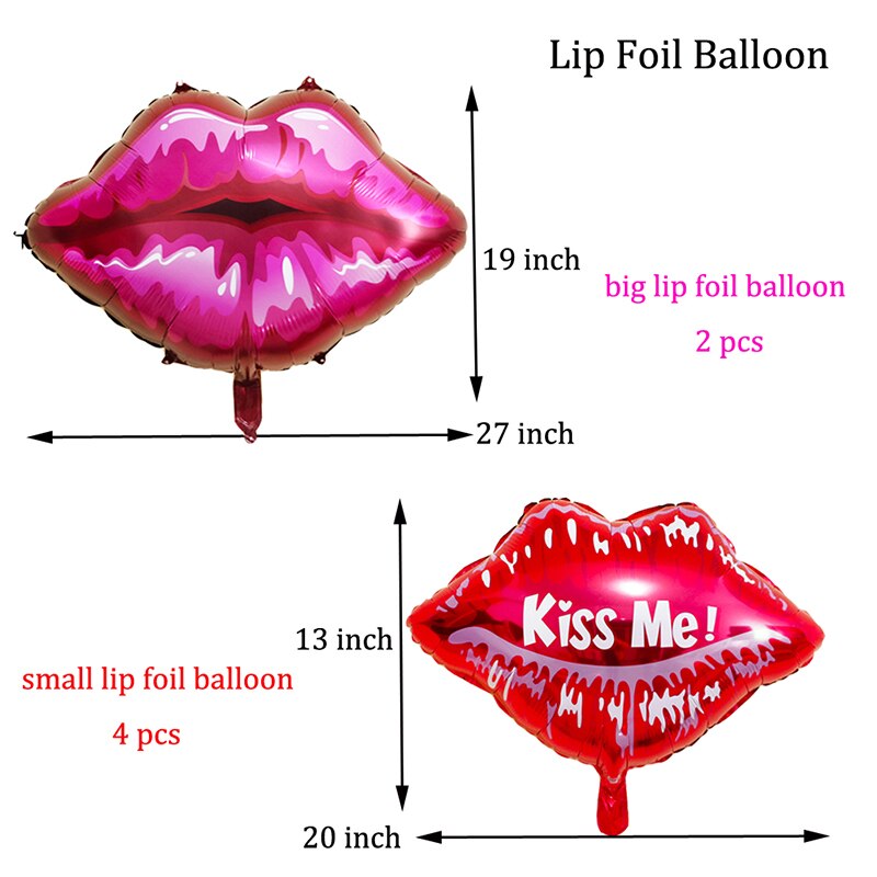 38pcs Bridal Douche kus lip/liefde folie ballon party decoraties team hart/latex/roze ballon mariage bruiloft ballonnen bruid