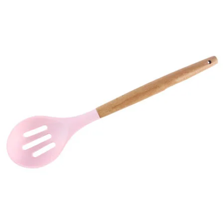 1PC Silicone Wood Turner Soup Spoon Spatula Brush Scraper Pasta Server Egg Beater Kitchen Cooking Tools Kitchenware Green/Pink: Clear