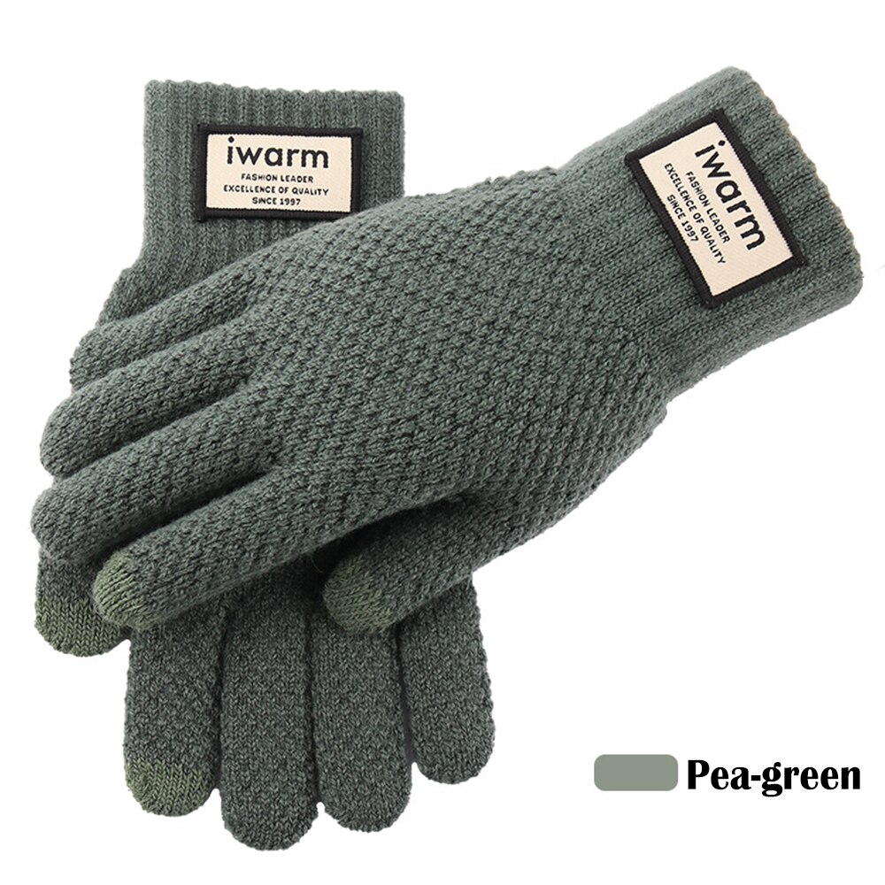 Vinter mænd strikkede handsker berøringsskærm mandlige vante tykkere varm uld cashmere solide mænd udendørs cykelhandsker: Stil 4