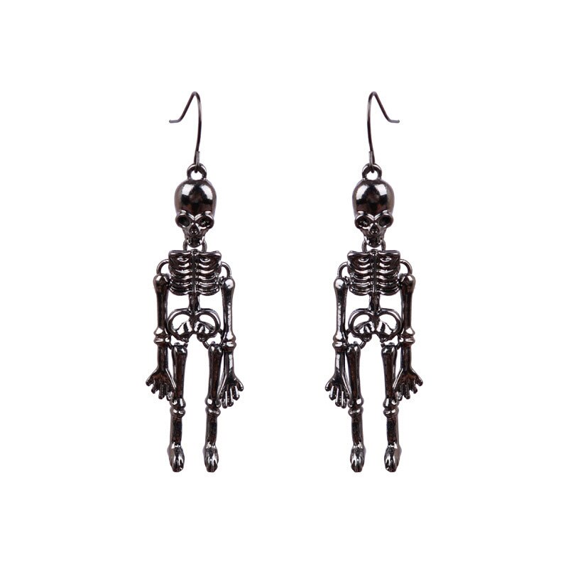 Halloween Oorbellen Schedel Skelet Ear Festival Thema Lichtmetalen Dark Punk Oor Sieraden Cadeau Voor Meisjes 1.8*7.2cm Tt @ 88