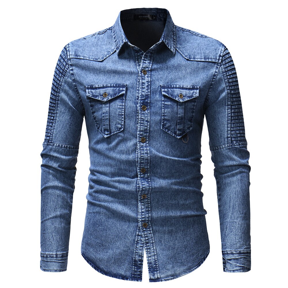 Men Slim Fit Jeans Jacket Cowboy Bomber Outwear Jacket Denim Coat Clothing Men's Jean Jacket Hip Hop Solid Coat: blue / M