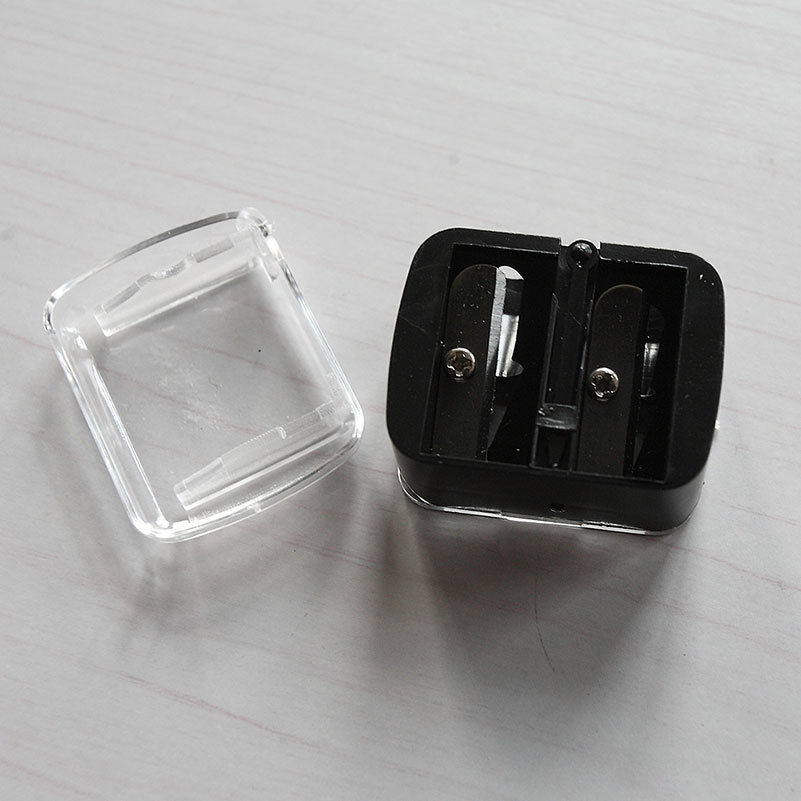 1 stk nyttig kosmetisk blyantspisser doble hull kosmetisk spisser for kosmetisk pensel/eyeliner blyant/sminkeblyant