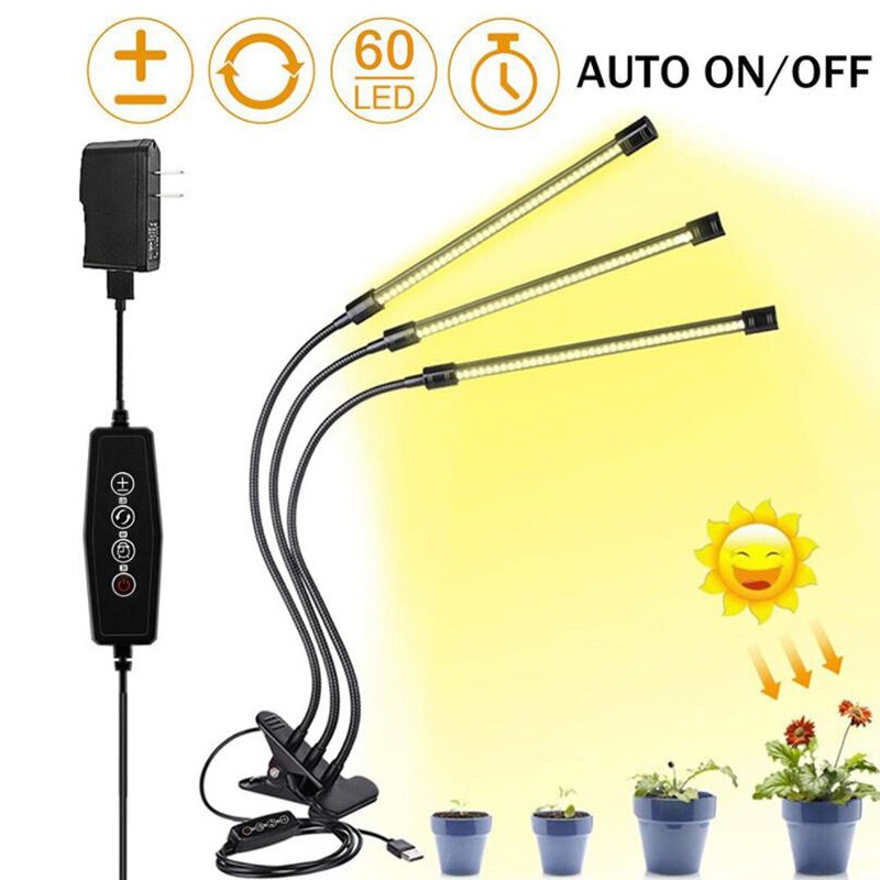 Usb Timer Led Plant Groeien Licht Dc 5V Dimbare Volledige Spectrum 3 Hoofd Lampen Flexibele Clip Phyto Lamp Voor indoor Fitolamp Planter