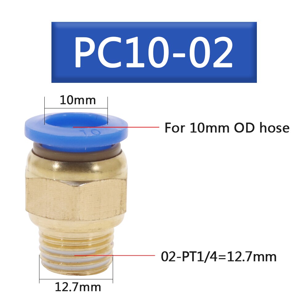50Pcs Pneumatic Fitting Tube Connector Fittings Air Quick Water Pipe Push In Hose Quick Couping PC4-01 PC6-02 PC8-02: 50Pcs-PC10-02