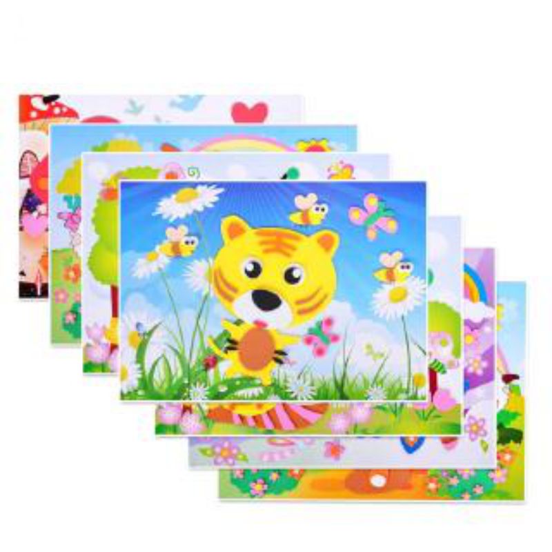 Children's Handmade EVA Three-dimensional Stickers DIY Material Package Children's Sponge Paper Small Patch with Adhesive