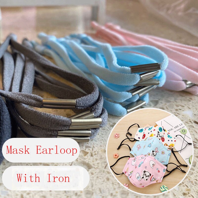 100 stuks elastisch naaiband voor maskers met een verstelbare gesp van ijzer, elastisch oorluskoord voor maskers, oorwarmerkoord, doe-het-zelfbenodigdheden
