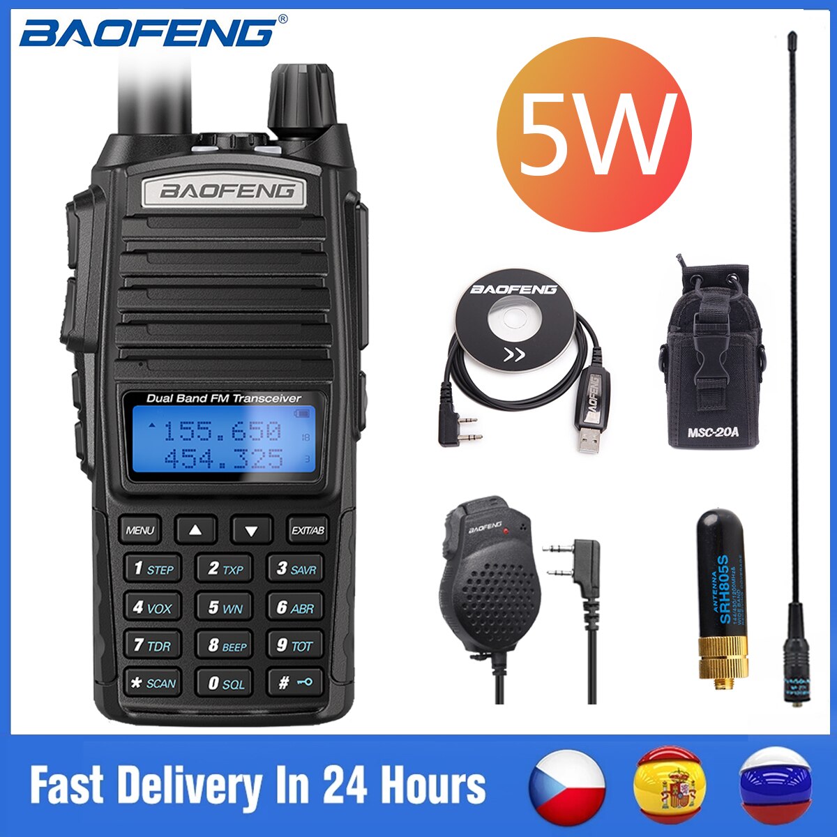 BaoFeng UV-82 walkie-talkie 5W VHF UHF Baofeng podwójny PPT UV 82 dwukierunkowe Radio 10 KM Baofeng UV82 Transceiveruv UV9R UV5R Ham Radio: as a picture 2