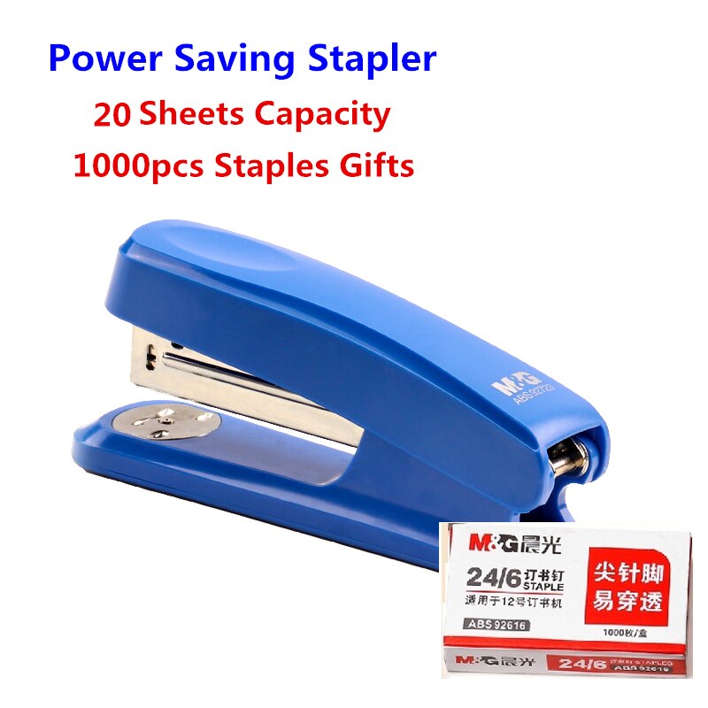 M&G 25/50 Sheets Effortless Heavy Duty Stapler Power Saving Metal Paper Stapling Machine for School Office Supplies Stationery: 20 sheets random