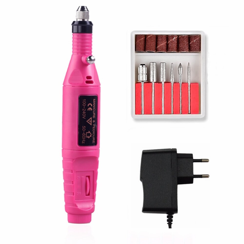 Mini perceuse à ongles électrique rose, ensemble de stylos, machine de manucure professionnelle, stylo de pédicure, lime à ongles, ensemble d'outils de manucure