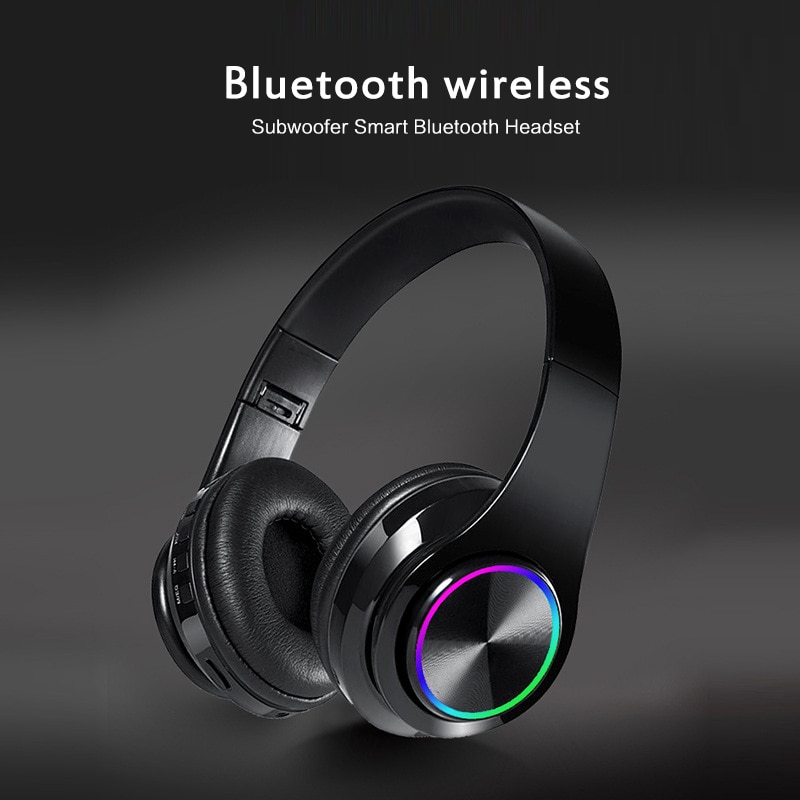Wireless Bluetooth5.0 Headphones Stereo Headset Led Foldable Gaming Earphone With Mic FM TF Card Noise Reduction Headphones